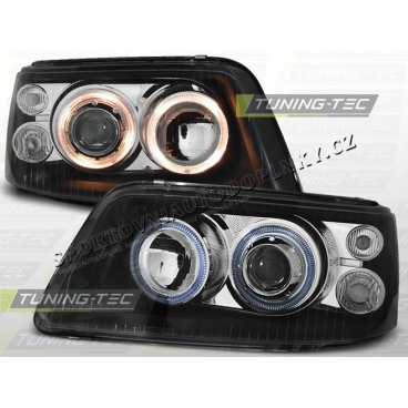 VW T5 2003–09 Angel Eyes Black Front Clear Lights