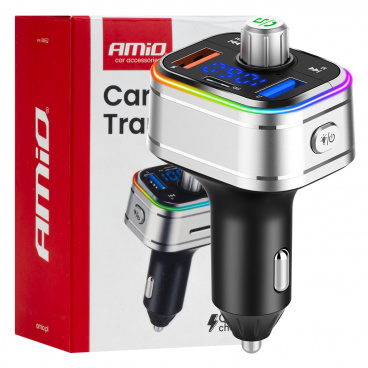 FM-Autotransmitter 2×USB-A 1×USB-C microSD 12V 24V AMIO-04652 FM-Autotransmitter 2×USB-A 1×USB-C microSD 12V 24V AMIO-04652