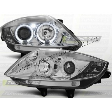 BMW Z4 E85 E86 2002-08 FRONT CLEAR LIGHTS ANGEL EYES CHROME