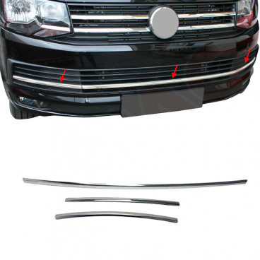 Edelstahl-Chromleisten der Frontstoßstange (Comfort Line / Highline) Omtec VW T6 Edelstahl-Chromleisten der Frontstoßstange (Comfort Line / Highline) Omtec VW T6