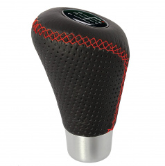 Lederschaltknauf schwarz/rote Nähte