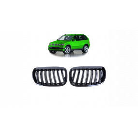 Grill BMW X5 E53 Facelift einzelne Lamellen Glänzend Schwarz
