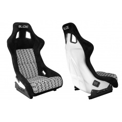 Sportsitz SLIDE KS2 Premium Schwarz & Logo Muster Velours Weiß Glitter