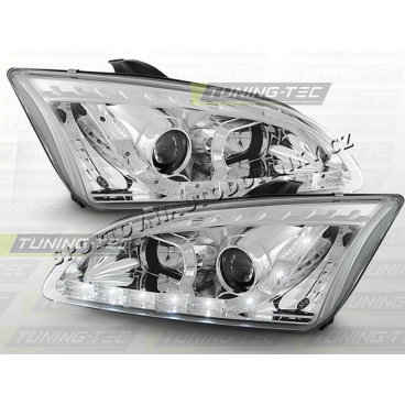 FORD FOCUS MK2 2004-08 FRONT CLEAR DAYLIGHT LED CHROME