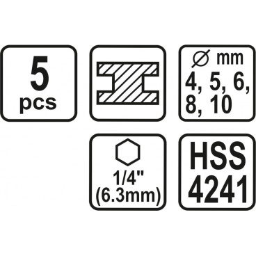 Metallbohrer-Set 5-teilig HSS 1/4" Metallbohrer-Set 5-teilig HSS 1/4"
