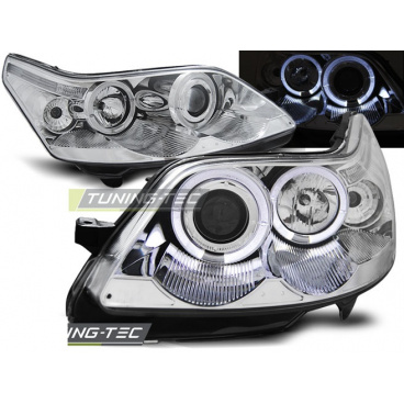 Klare Frontleuchten für Citroen C4 2004–10, Angel Eyes, Chrom