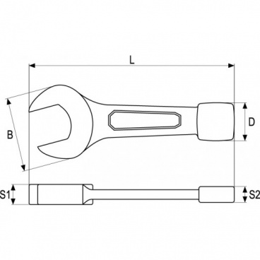 50 mm flacher Schlag-Mutternschlüssel