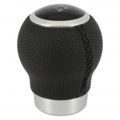 Lederschaltknauf schwarz/schwarze Nähte II