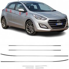 Untere Fensterleiste aus Edelstahl für Hyundai i30 HTB 2012-17, 8-teilig (nicht Kombi)