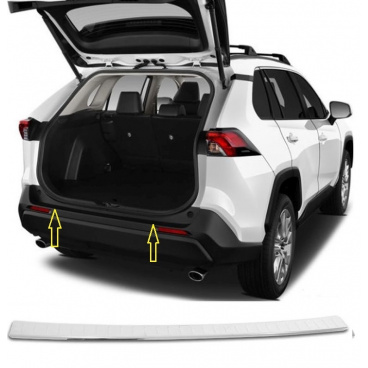 Toyota RAV4 2018–2023 Edelstahl gebürstetes (mattes) hintere Stoßstangenkantenabdeckung Toyota RAV4 2018–2023 Edelstahl gebürstetes (mattes) hintere Stoßstangenkantenabdeckung