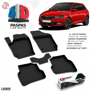 Gummisatz 4D-Präzisions-Fußmatten Škoda Fabia III 2014-21 Gummisatz 4D-Präzisions-Fußmatten Škoda Fabia III 2014-21