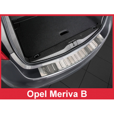 Edelstahlabdeckung - Schwellenschutz für die hintere Stoßstange Opel Meriva B 2010+ Edelstahlabdeckung - Schwellenschutz für die hintere Stoßstange Opel Meriva B 2010+