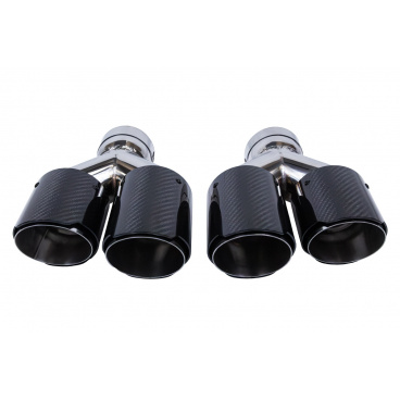 Endrohrdämpfer 89mmx2 Eingang 70mm Carbon Gloss Set