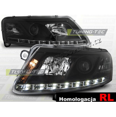 AUDI A6 (C6) 2004-08 FRONT KLARES LICHT TAGESLICHT LED SCHWARZ - HOMOLOGATION RL