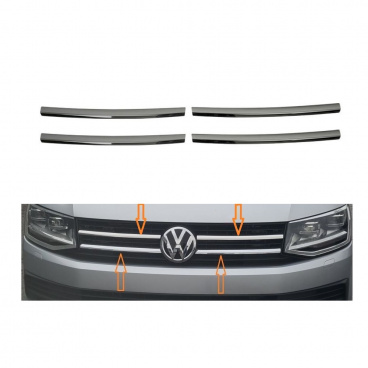 Edelstahl-Frontblendenstreifen Omtec VW T6 2015+ 4 Stück Spiegelschwarz