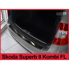 Edelstahlabdeckung – schwarzer Schutz der Schwelle der hinteren Stoßstange Škoda Superb II Kombi FL 2013-15