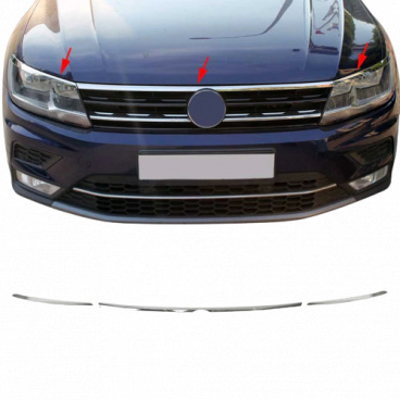 Edelstahl-Chromleiste der Frontschürze OmtecVW Tiguan II 2016+ im R-Line-Stil Edelstahl-Chromleiste der Frontschürze OmtecVW Tiguan II 2016+ im R-Line-Stil