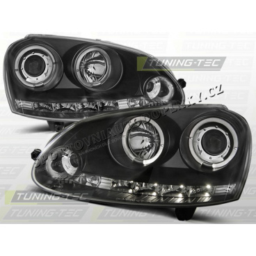 VW GOLF V 2003–09 Angel Eyes Black Front Clear Lights