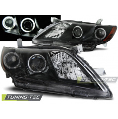 TOYOTA CAMRY 6 XV40 2006-09 FRONT CLEAR LIGHTS ANGEL EYES BLACK
