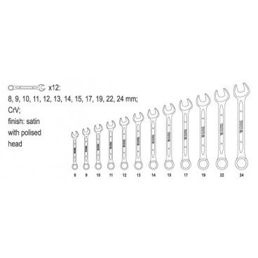 Satz mit 12 Steckschlüsseln 8-24 mm
