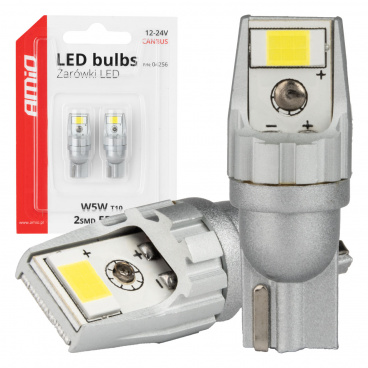 LED-Glühbirnen CANBUS T10 W5W 2SMD 3570 Weiß 12V 24V AMiO-04256