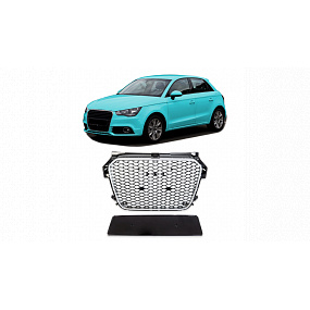 Grill Audi A1 8X Silber & Glänzend Schwarz