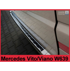Edelstahlabdeckung - schwarzer Schwellenschutz für die hintere Stoßstange Mercedes Vito, Viano W 639 2003+