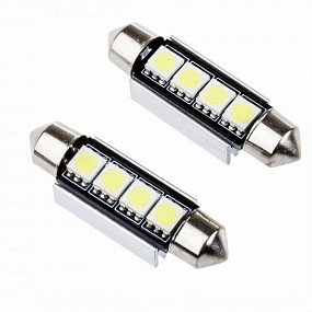 Glühbirne 4 LED SMD Sulfit 42 mm weiß 6000K 12V CAN-BUS - 2 Stk