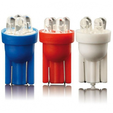 Standlichtbirne T10 4 LED weiß, blau, rot 2 Stk Standlichtbirne T10 4 LED weiß, blau, rot 2 Stk