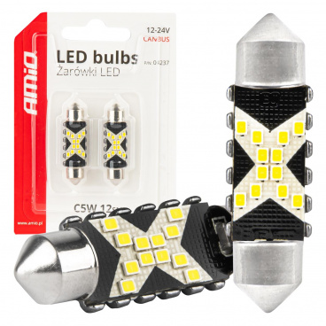 LED-Glühbirnen CANBUS 12SMD Festoon C5W 2016 39mm Weiß 12/24V AMIO-04237