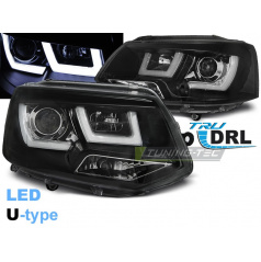 Klare Frontleuchten für VW T5 2010–2015, U-Typ, schwarz