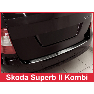 Edelstahlabdeckung - Schwellenschutz für die hintere Stoßstange Škoda Superb II Kombi 2009-13 Edelstahlabdeckung - Schwellenschutz für die hintere Stoßstange Škoda Superb II Kombi 2009-13