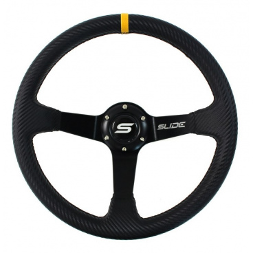 Sportlenkrad WRC BLACK CARBON GELBER STREIFEN 350 mm