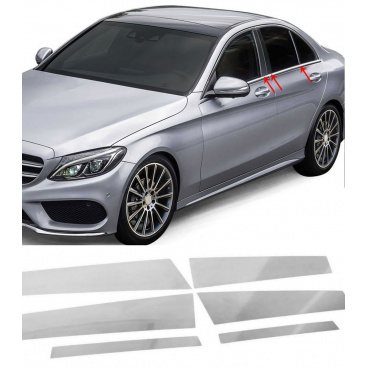Fenstersäulenabdeckungen aus Edelstahl für die Mercedes W205 Limousine 2014-21 Fenstersäulenabdeckungen aus Edelstahl für die Mercedes W205 Limousine 2014-21