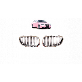 BMW 5er E60 E61 Doppelrippen-Grill Chrom & Schwarz BMW 5er E60 E61 Doppelrippen-Grill Chrom & Schwarz