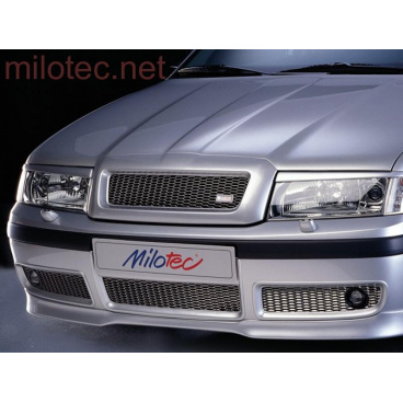 Milotec dreiteiliger Stoßfängergrill, Edelstahl mit Nebelscheinwerfern, W.Octavia-Facelift