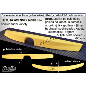 Heckspoiler für Toyota AVENSIS Limousine (02+). Hauben Heckspoiler für Toyota AVENSIS Limousine (02+). Hauben