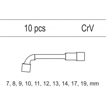 Steckschlüsseleinsatz - Steckschlüssel 7-19 mm, 10 Stück CrV