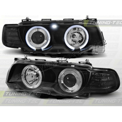 BMW E38 1998–01 Angel Eyes Black Front Clear Lights