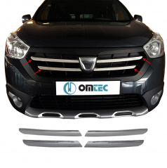 Edelstahl-Frontgrill deckt Dacia Dokker 2012–21, Lodgy Stepway 2012+ ab