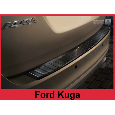 Edelstahlabdeckung – schwarzer Schwellenschutz für die hintere Stoßstange Ford Kuga I 2008–12
