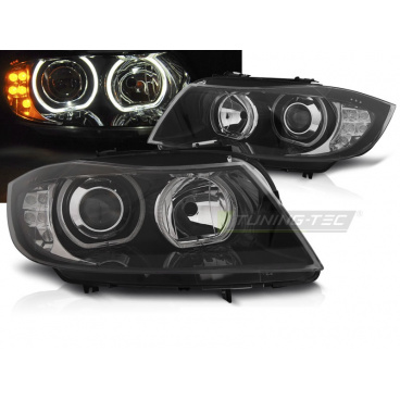 BMW E90 / E91 03.2005–2011 klare Angel Eyes LED-Blinker vorne in Schwarz