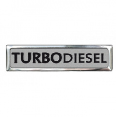 Kunststoffemblem Turbodiesel in Aluminiumausführung mit 70 x 12 mm Klebefläche