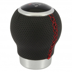 Lederschaltknauf schwarz/rote Nähte II