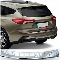 Polierte Edelstahl-Abdeckung der oberen Kante der hinteren Stoßstange Ford Focus IV Kombi 2018-2025