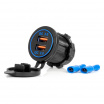 Wasserdichtes Ladegerät mit BLAUER LED-Hintergrundbeleuchtung 2xUSB QC3.0 12/24V AMiO-04218