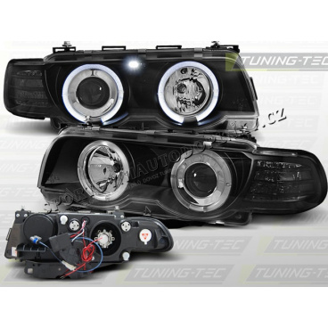 BMW E38 1998-01 FRONT CLEAR LIGHTS ANGEL EYES BLACK XENON