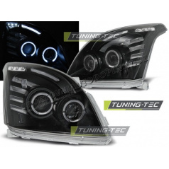 Klare Frontleuchten für Toyota Land Cruiser 120 2003–09, Angel Eyes, schwarz