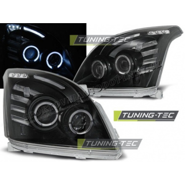 Klare Frontleuchten für Toyota Land Cruiser 120 2003–09, Angel Eyes, schwarz