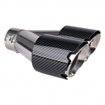 Edelstahl-Endrohr Dual 2x89 mm in Carbon-Nachbildung rechts
